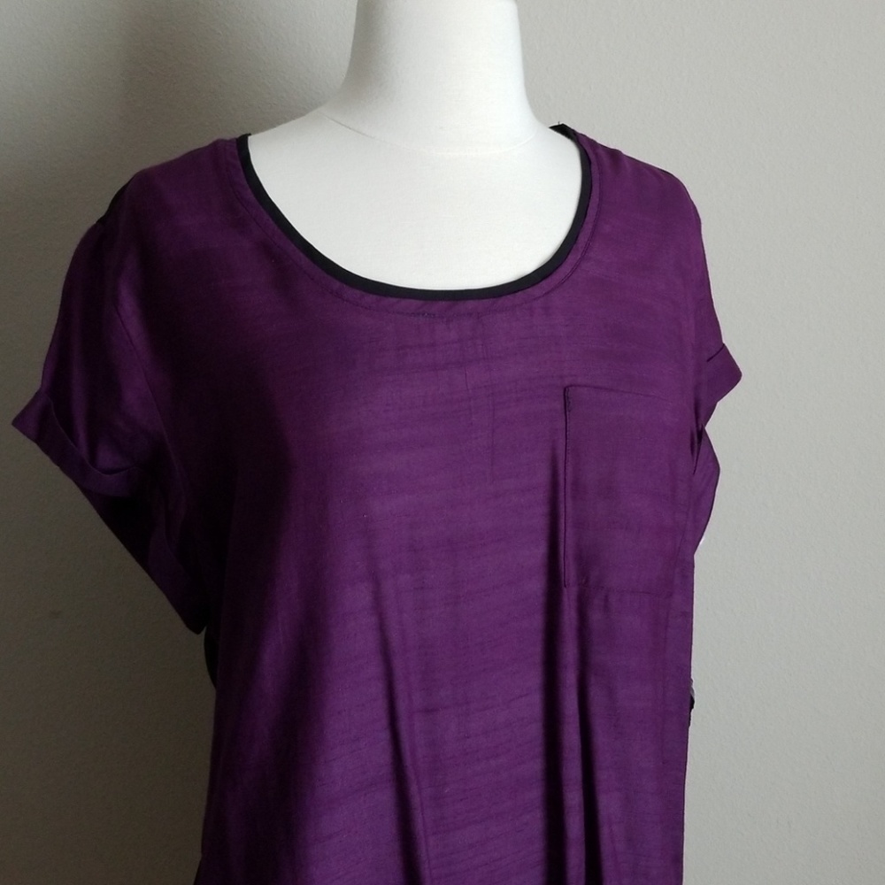 NWT Purple and black short sleeve blouse